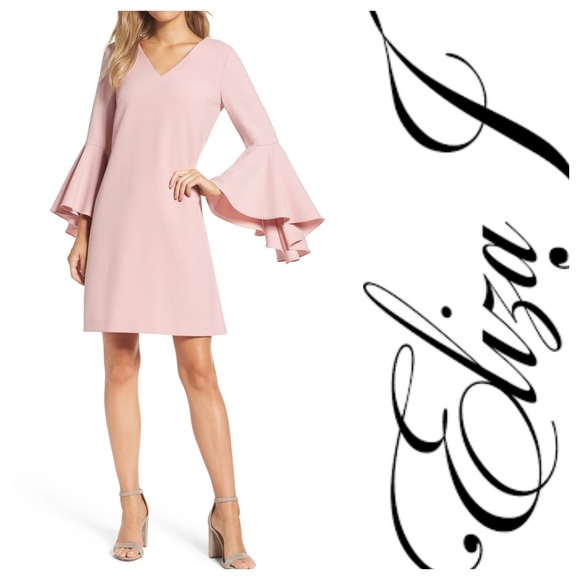 Eliza J Bell Sleeve V-Neck Crepe dress - Picture 7 of 8